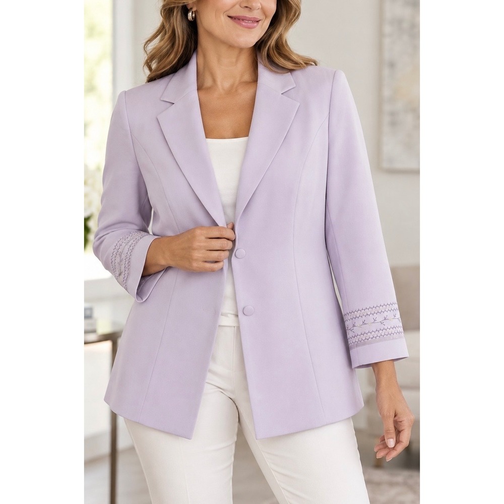 Candlelight & Champagne Lavender Blazer Set 16W Embroidered 2pc Jacket Purple